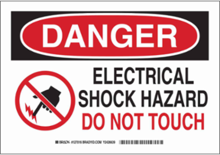 DANGER Electrical Shock Hazard Do Not Touch Sign, 10" H x 14" W x 0.06" D, Polystyrene