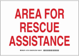 Area For Rescue Assistance Sign 7 Inch x 10 Inch x 0.06 Inch Polystyrene