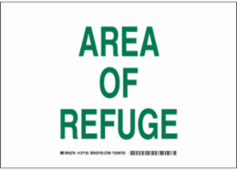 Area Of Refuge Sign 10 Inch H x 14 Inch W, Green on White, Polyester