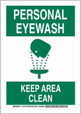 Personal Eyewash Keep Area Clean Sign, 14" H x 10" W x 0.035" D, Aluminum