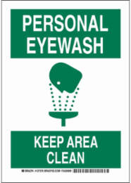 Personal Eyewash Keep Area Clean Sign, 14" H x 10" W x 0.006" D, Polyester