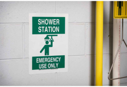 Shower Station Emergency Use Only Sign, 10" H x 7" W x 0.06" D, Polystyrene