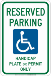 RESERVED PARKING Handicap Plate Or Permit Only Sign, 18" H x 12" W x 0.035" D, Aluminum