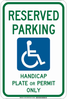 RESERVED PARKING Handicap Plate Or Permit Only Sign, 18" H x 12" W x 0.06" D, Polystyrene