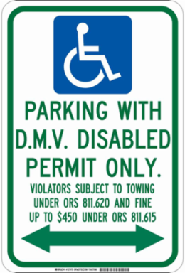 Parking With Dmv Disabled Permit Only Sign, 18" H x 12" W x 0.06" D, Polystyrene