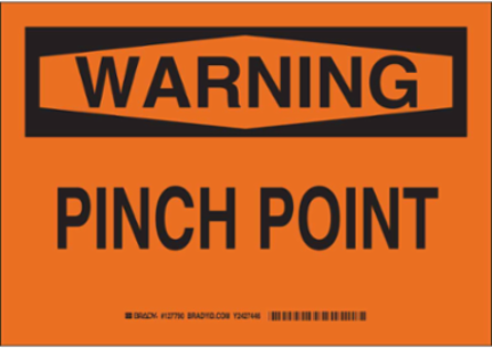 WARNING Pinch Point Sign, 10" H x 14" W x 0.035" D, Aluminum