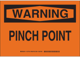 WARNING Pinch Point Sign, 10" H x 14" W x 0.035" D, Aluminum