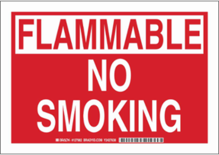 FLAMMABLE No Smoking Sign, 7" H x 10" W x 0.035" D, Aluminum