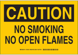 Caution Sign - No Smoking No Open Flames, 7 Inch x 10 Inch, Polystyrene, 0.06 Inch Thickness