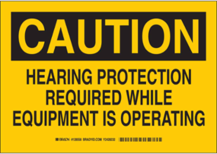 CAUTION Hearing Protection Required Sign, 7 Inch x 10 Inch x 0.035 Inch, Aluminum