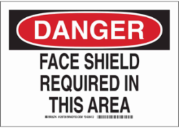 DANGER Face Shield Required In This Area Sign, 10" H x 14" W x 0.006" D, Polyester