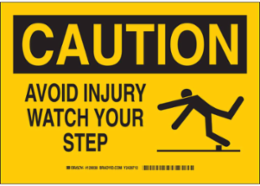 CAUTION Watch Your Step Sign, 10 Inch H x 14 Inch W, Polystyrene, Abrasion-Resistant
