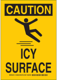 Caution Icy Surface Sign, 14 Inch H x 10 Inch W x 0.035 Inch D, Aluminum