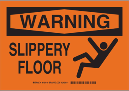 WARNING Slippery Floor Sign, 10" H x 14" W x 0.06" D, Polystyrene