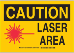 CAUTION Laser Area Sign, 7 Inch H x 10 Inch W, Polystyrene, Abrasion-Resistant