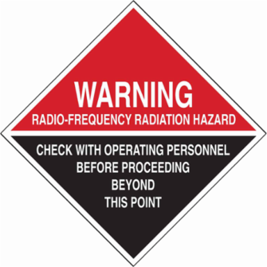 WARNING Radio-Frequency Radiation Hazard Sign, 18" H x 18" W x 0.06" D, Polystyrene