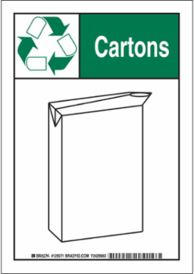 Cartons Sign, 10" H x 7" W x 0.035" D, Aluminum