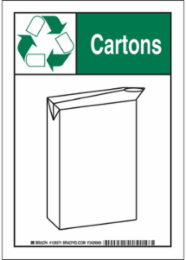 Cartons Sign, 14" H x 10" W x 0.006" D, Polyester