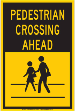 Pedestrian Crossing Ahead Sign, 18" H x 12" W x 0.06" D, Polystyrene