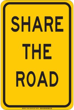 Share The Road Sign, 18" H x 12" W x 0.035" D, Aluminum