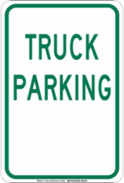 Truck Parking Sign, 18" H x 12" W x 0.035" D, Aluminum