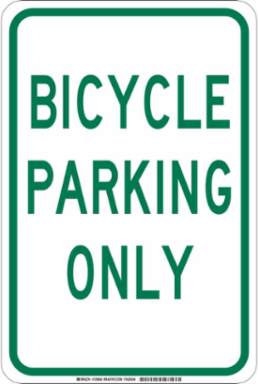 Bicycle Parking Only Sign, 18 Inch H x 12 Inch W x 0.035 Inch D, Non-Reflective Aluminum