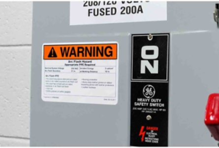 BBP85 ANSI WARNING Vinyl Labels, 4 Inch x 6 Inch, Black/Orange, Roll of 95 Labels