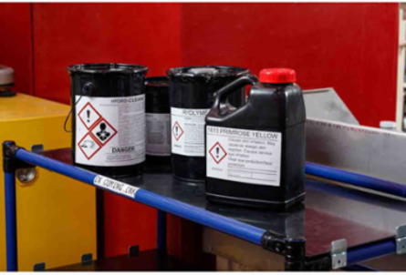 BBP85 GHS/CLP Vinyl Labels, Red 4.1 Inch x 6.1 Inch, Roll of 90 Labels