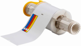 BBP85 Series Vinyl Labels, 4 Inch H x 6 Inch W, Blue/Red/Yellow on White, Roll of 95 Labels