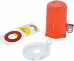 Red Push Button Lockout, Small Base + Tall Cover, Button 16 mm