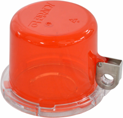 Red Push Button Lockout, Large Base + Medium Cover, Button 30 mm