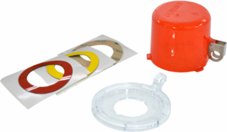 Red Push Button Lockout, Large Base + Medium Cover, Button 30 mm