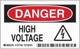DANGER High Voltage Sign, 3" H x 5" W x 0.006" D, Polyester