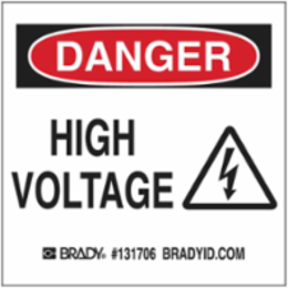 DANGER High Voltage Sign, 3" H x 3" W x 0.006" D, Polyester