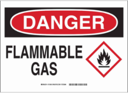 DANGER Flammable Gas w/Pictogram Sign, 7" H x 10" W x 0.006" D, Polyester
