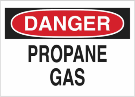 DANGER Propane Gas Sign, 7" H x 10" W x 0.1" D, Fiberglass