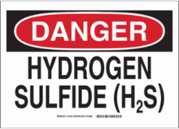 DANGER Hydrogen Sulfide (H2S) Sign, 7" H x 10" W x 0.035" D, Aluminum