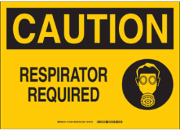 CAUTION Respirator Required Sign, 10" H x 14" W x 0.06" D, Polystyrene