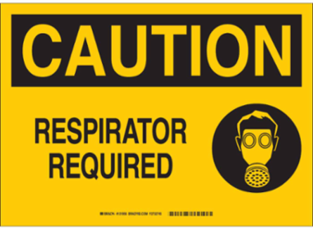 CAUTION Respirator Required Sign, 10" H x 14" W x 0.006" D, Polyester