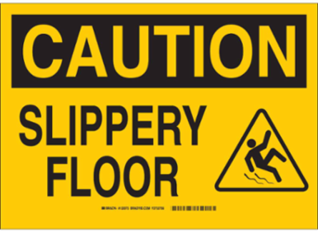 CAUTION Slippery Floor w/Pictogram Sign, 10" H x 14" W x 0.1" D, Fiberglass