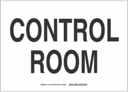 Control Room Sign, 10" H x 14" W x 0.06" D, Polystyrene