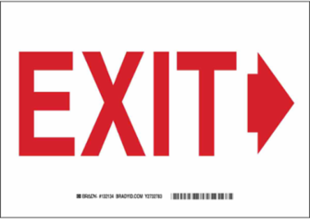 Exit Right Arrow Sign, 7" H x 10" W x 0.1" D, Fiberglass