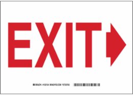 Exit Right Arrow Sign, 7" H x 10" W x 0.1" D, Fiberglass