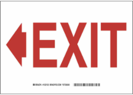 Exit Left Arrow Sign, 7" H x 10" W x 0.006" D, Polyester