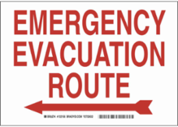 Emergency Evacuation Route Sign, 7" H x 10" W x 0.06" D, Arrow Direction: Left