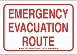 Emergency Evacuation Route Sign, 10" H x 14" W x 0.035" D