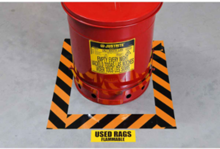 ToughStripe® Floor Marking Tape Roll - Polyester, Diagonal Stripes, Black on Orange, 2" x 100'