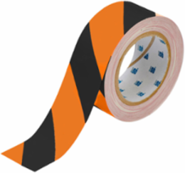 ToughStripe® Floor Marking Tape Roll - Polyester, Diagonal Stripes, Black on Orange, 2" x 100'