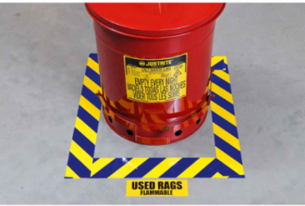 ToughStripe® Floor Marking Tape Roll - Polyester, Diagonal Stripes, Blue on Yellow, 4" x 100'