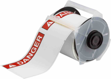 GlobalMark Series ToughWash Washdown Resistant Labels, DANGER, 4" H x 6" W x 50' L, Roll of 100 Labels, Red on White